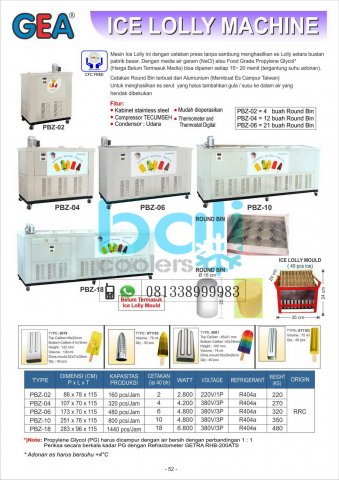ICE CREAM & CABINET ICE PACK MACHINE - Bali Coolers: GEA, GETRA, RSA ...